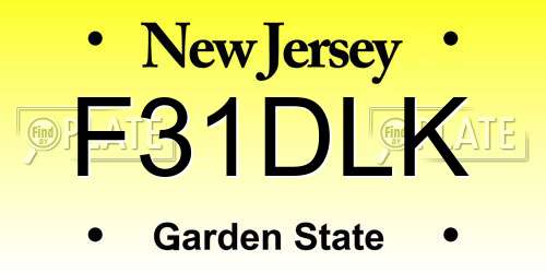 F31DLK New Jersey License Plate