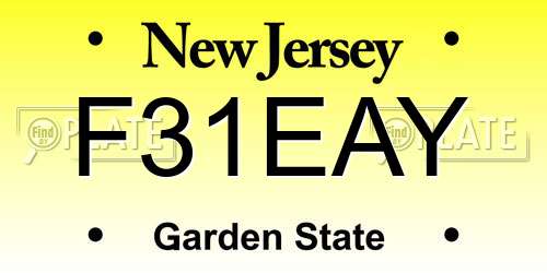 F31EAY New Jersey License Plate