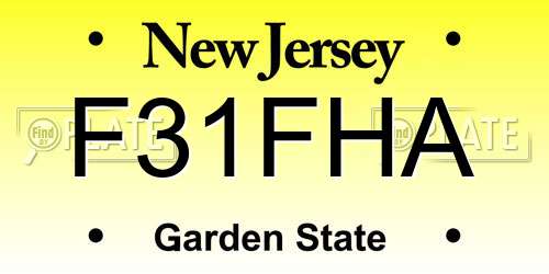 F31FHA New Jersey License Plate