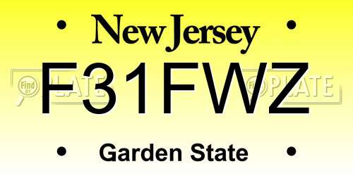 F31FWZ New Jersey License Plate