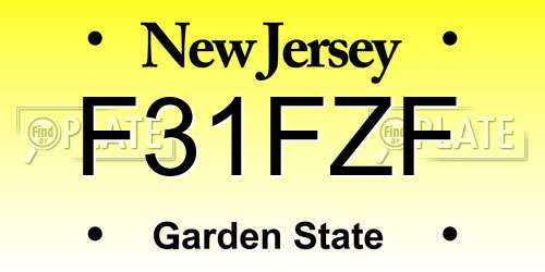 F31FZF New Jersey License Plate