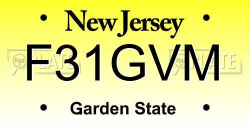 F31GVM New Jersey License Plate
