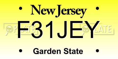 F31JEY New Jersey License Plate