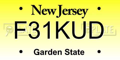 F31KUD New Jersey License Plate
