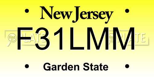 F31LMM New Jersey License Plate