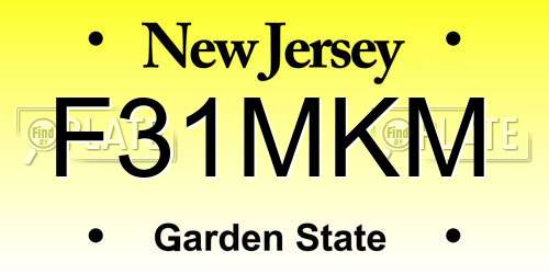 F31MKM New Jersey License Plate
