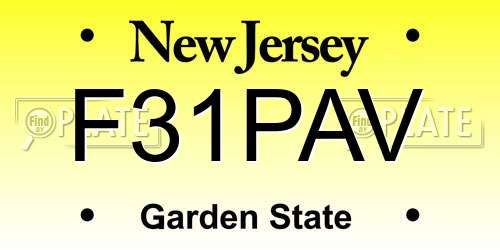 F31PAV New Jersey License Plate
