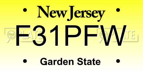 F31PFW New Jersey License Plate