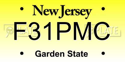 F31PMC New Jersey License Plate