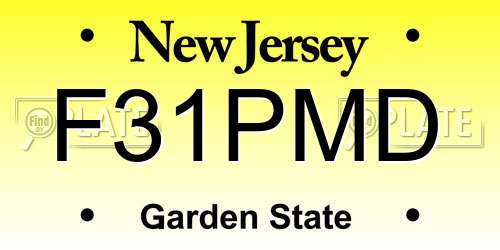 F31PMD New Jersey License Plate