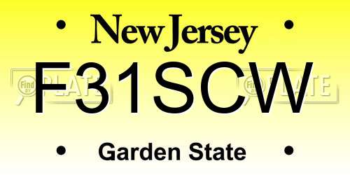 F31SCW New Jersey License Plate