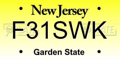 F31SWK New Jersey License Plate