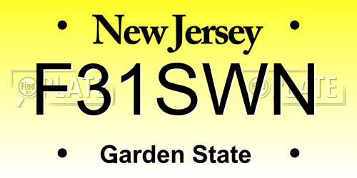 F31SWN New Jersey License Plate