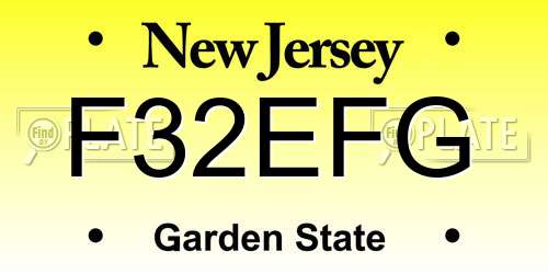 F32EFG New Jersey License Plate