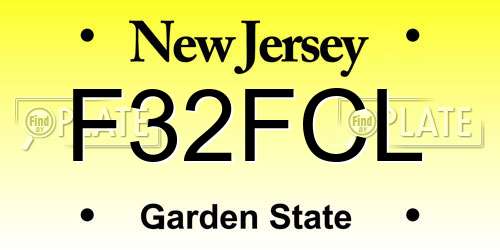 F32FCL New Jersey License Plate