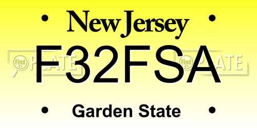 F32FSA New Jersey License Plate