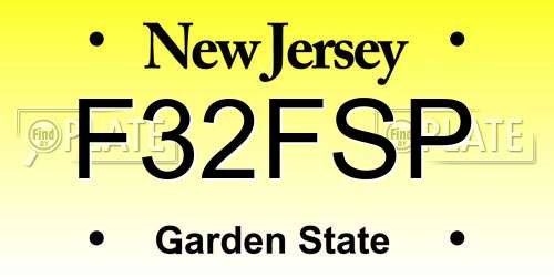 F32FSP New Jersey License Plate
