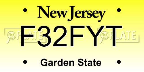 F32FYT New Jersey License Plate