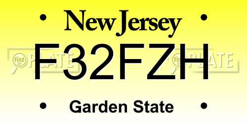 F32FZH New Jersey License Plate