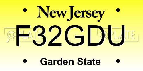 F32GDU New Jersey License Plate