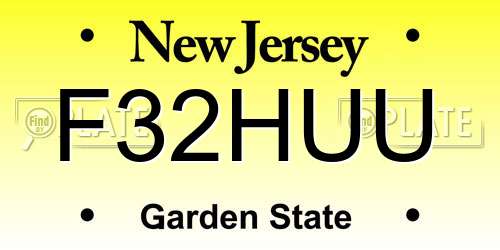 F32HUU New Jersey License Plate