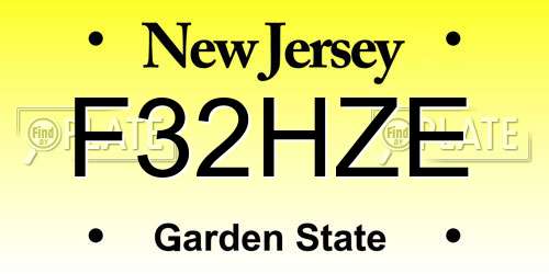 F32HZE New Jersey License Plate