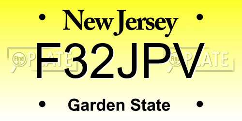 F32JPV New Jersey License Plate