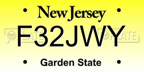 F32JWY New Jersey License Plate
