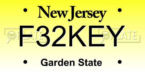 F32KEY New Jersey License Plate