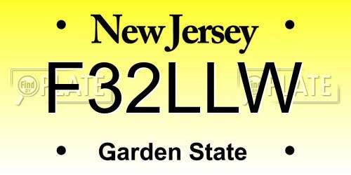 F32LLW New Jersey License Plate