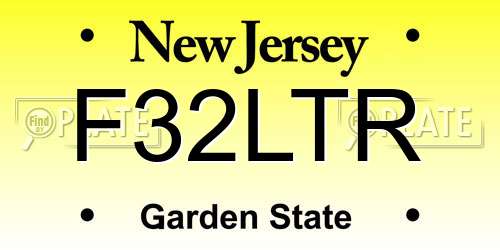 F32LTR New Jersey License Plate