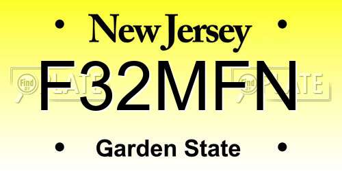 F32MFN New Jersey License Plate