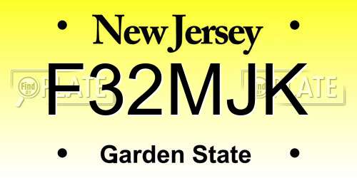 F32MJK New Jersey License Plate