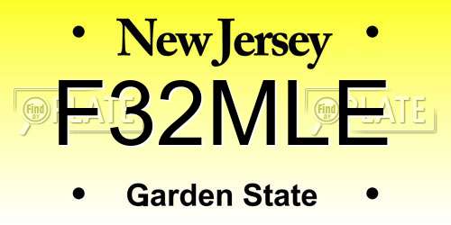 F32MLE New Jersey License Plate