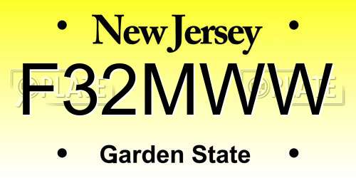 F32MWW New Jersey License Plate