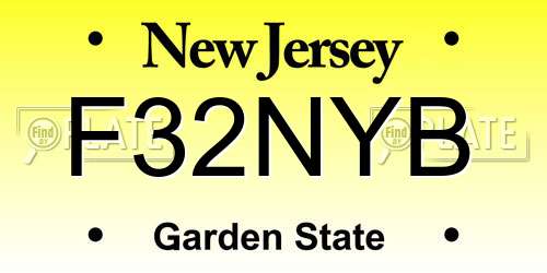 F32NYB New Jersey License Plate