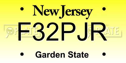 F32PJR New Jersey License Plate