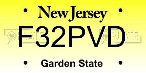 F32PVD New Jersey License Plate