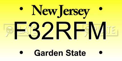 F32RFM New Jersey License Plate