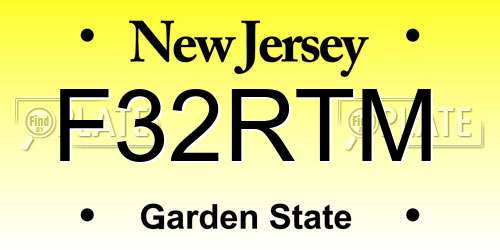 F32RTM New Jersey License Plate