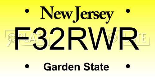 F32RWR New Jersey License Plate
