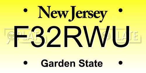 F32RWU New Jersey License Plate