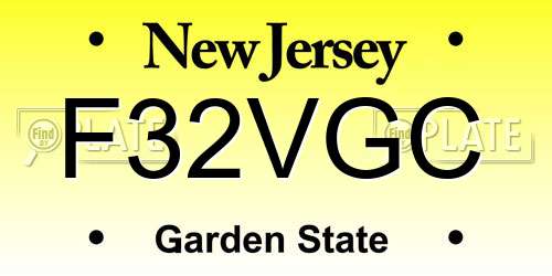 F32VGC New Jersey License Plate