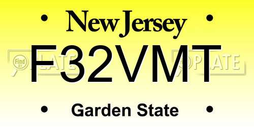 F32VMT New Jersey License Plate