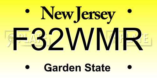 F32WMR New Jersey License Plate