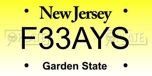 F33AYS New Jersey License Plate