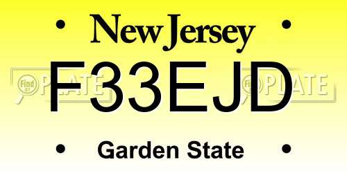 F33EJD New Jersey License Plate
