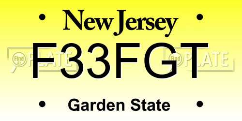F33FGT New Jersey License Plate