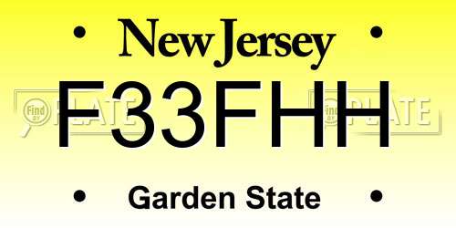 F33FHH New Jersey License Plate