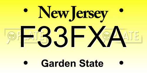 F33FXA New Jersey License Plate
